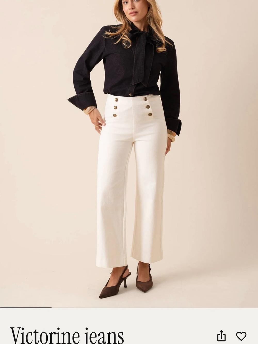 High-Rise White Women's Sailor-Style Chinos
